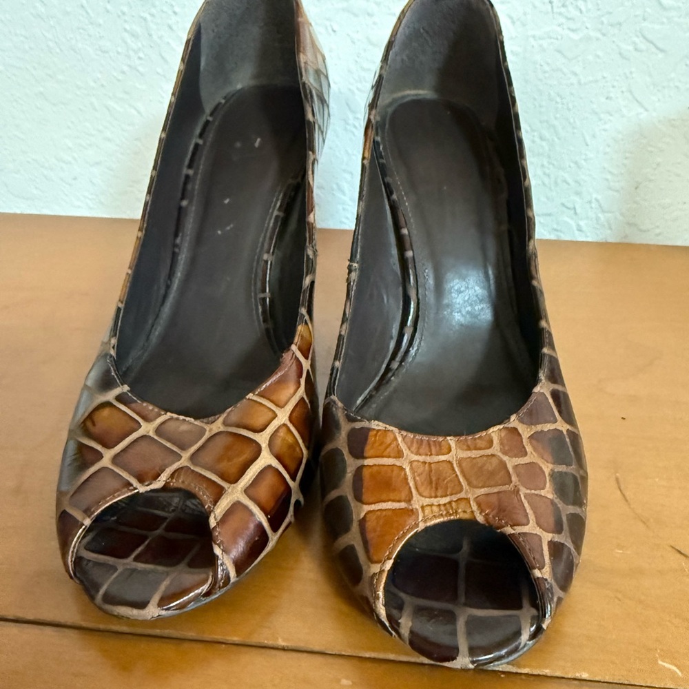 Softwalk Brown Patterned Peep-Toe Walk Brand, Siz… - image 3